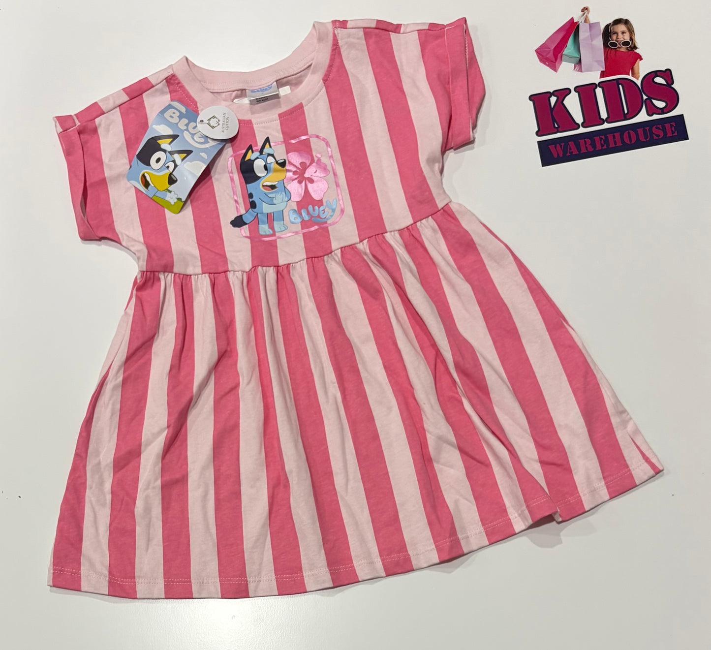 Not Used Bluey Pink Stripe Print Dress Size 3