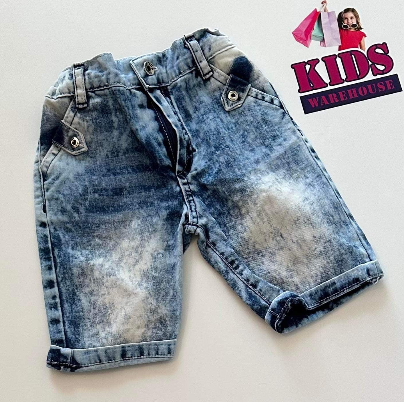 Blue Wash Denim Look Shorts Size 1