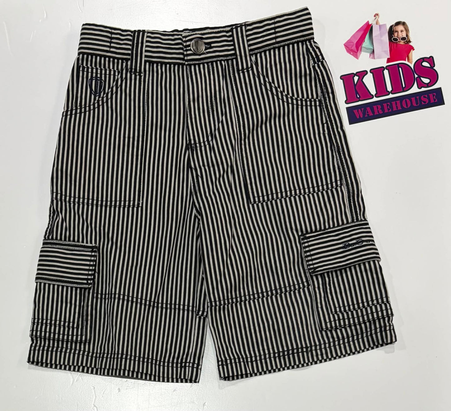 Ben Sherman White & Black Striped Shorts Size 3-4