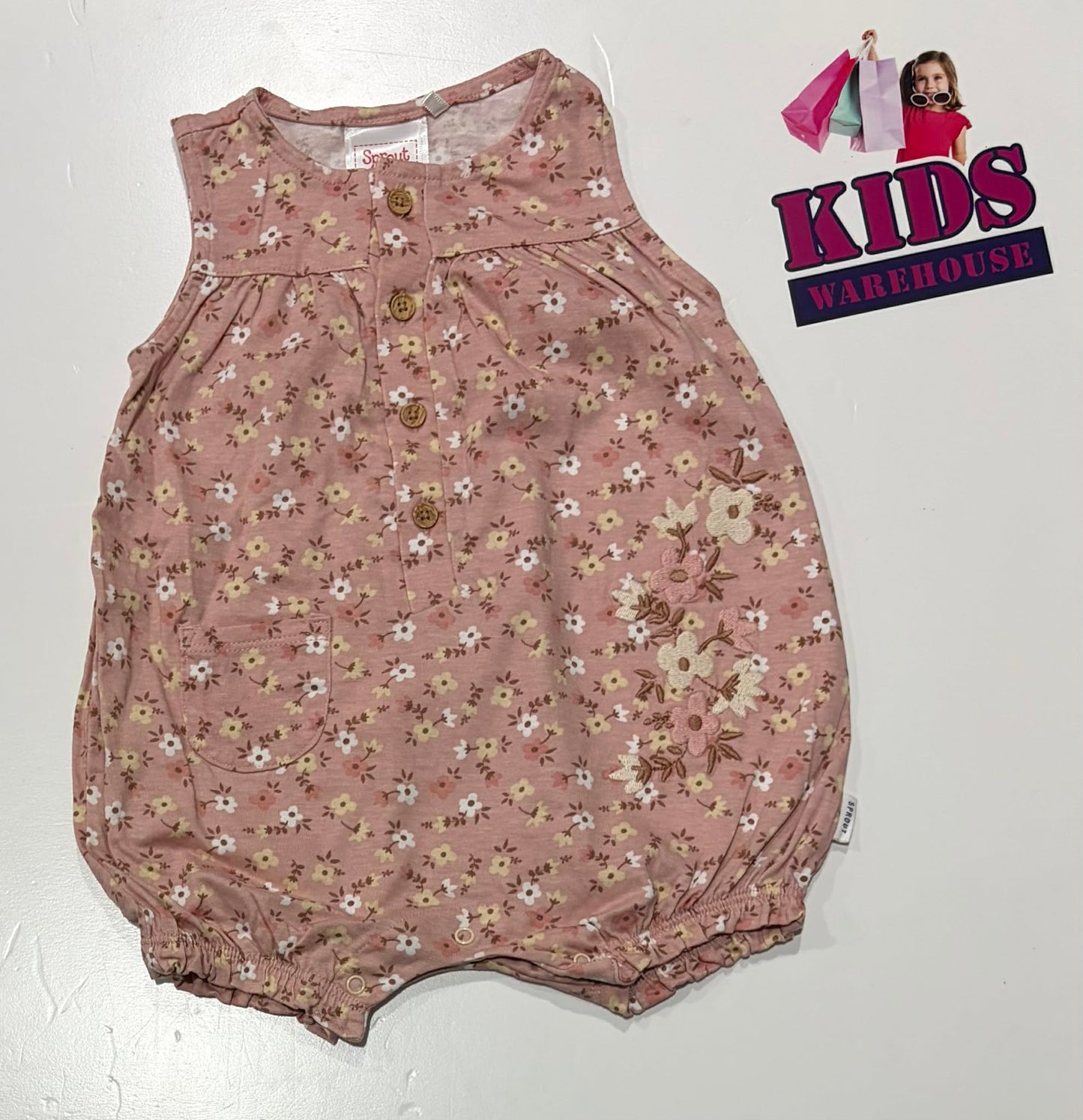 Sprout Pink Bodysuit With Flower Pattern Size 0