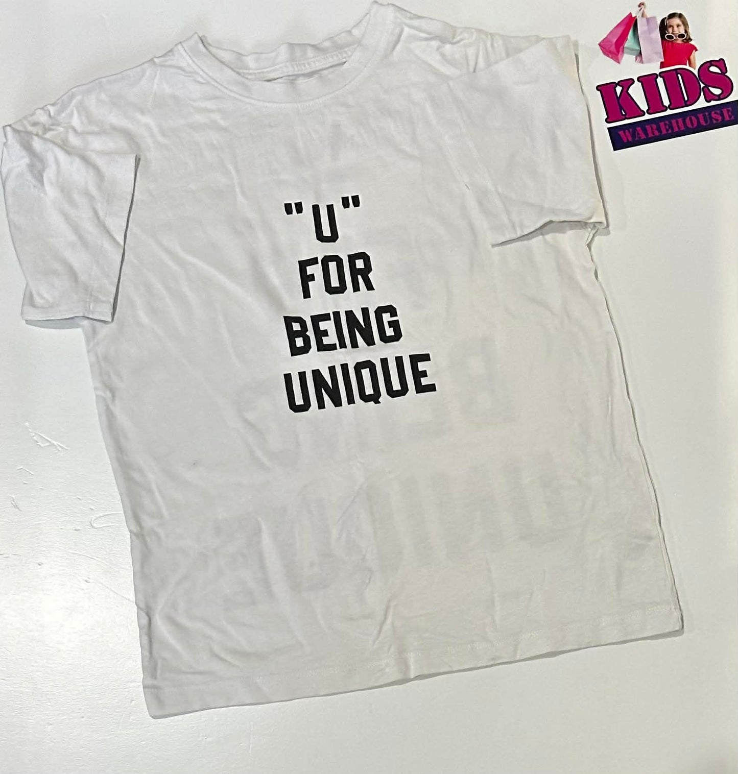 Zara White Top With “U For Being Unique” Print Size 8