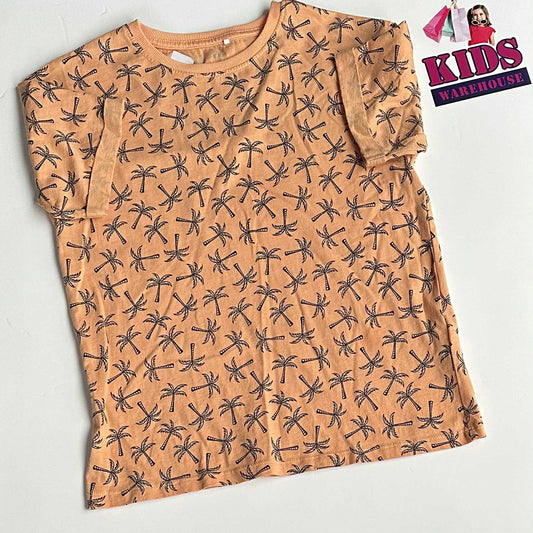 Basic Needs Orange Palm Tree Print Top Size 9