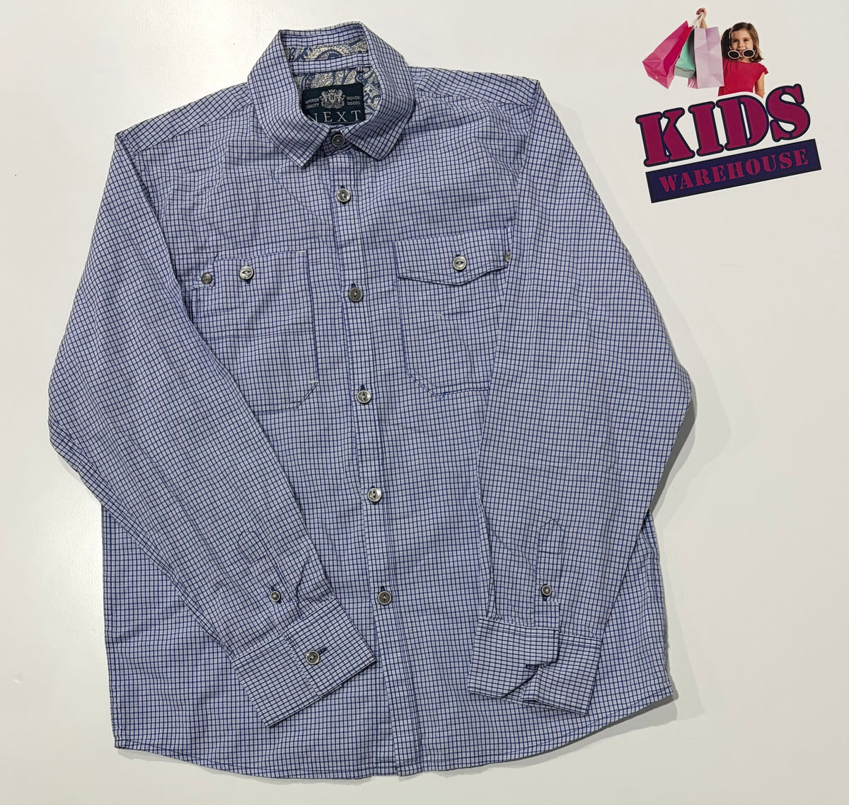 Next Heritage Grade Blue Check Print Long Sleeve Top Size 9