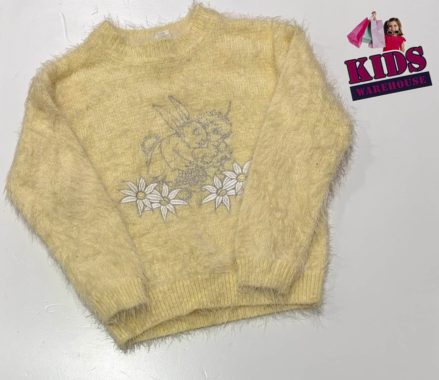 May Gibbs Fluffy Knit Jumper With Rabbit Print Size 5