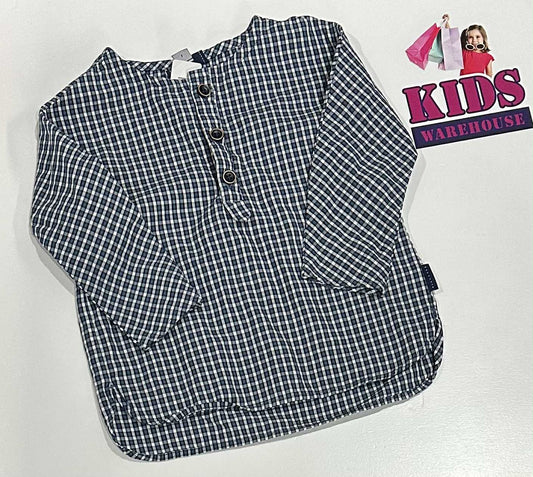 Pappa Blue & White Long Sleeve Shirt Size 1