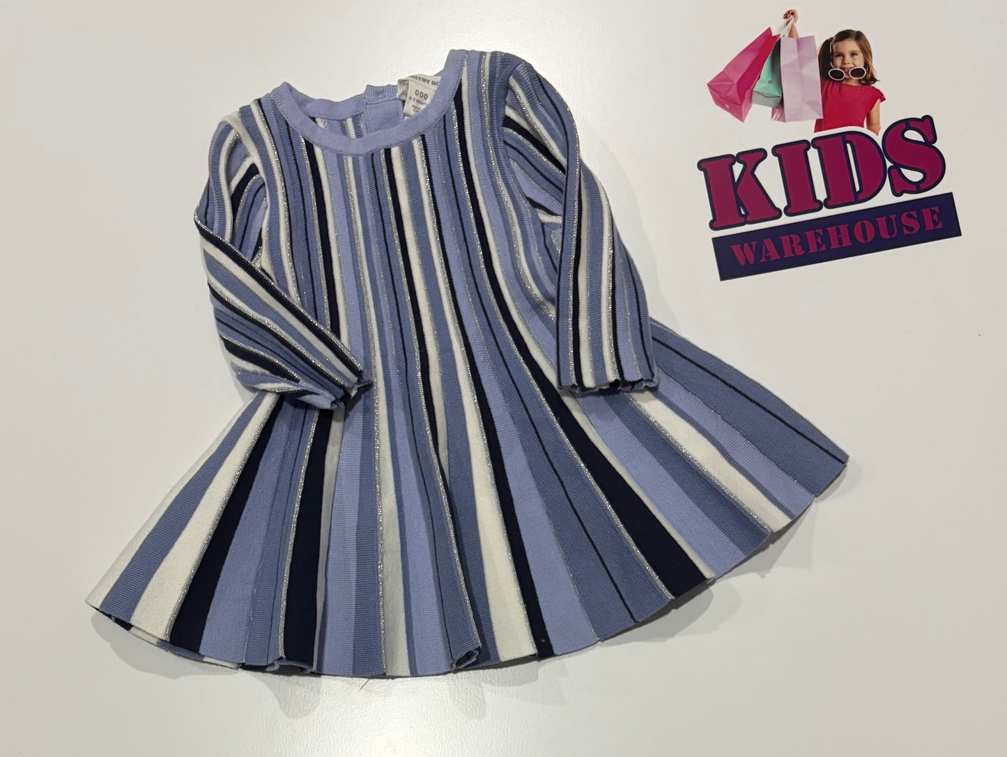 Country Road Purple, Black, White Striped Dress Size 000