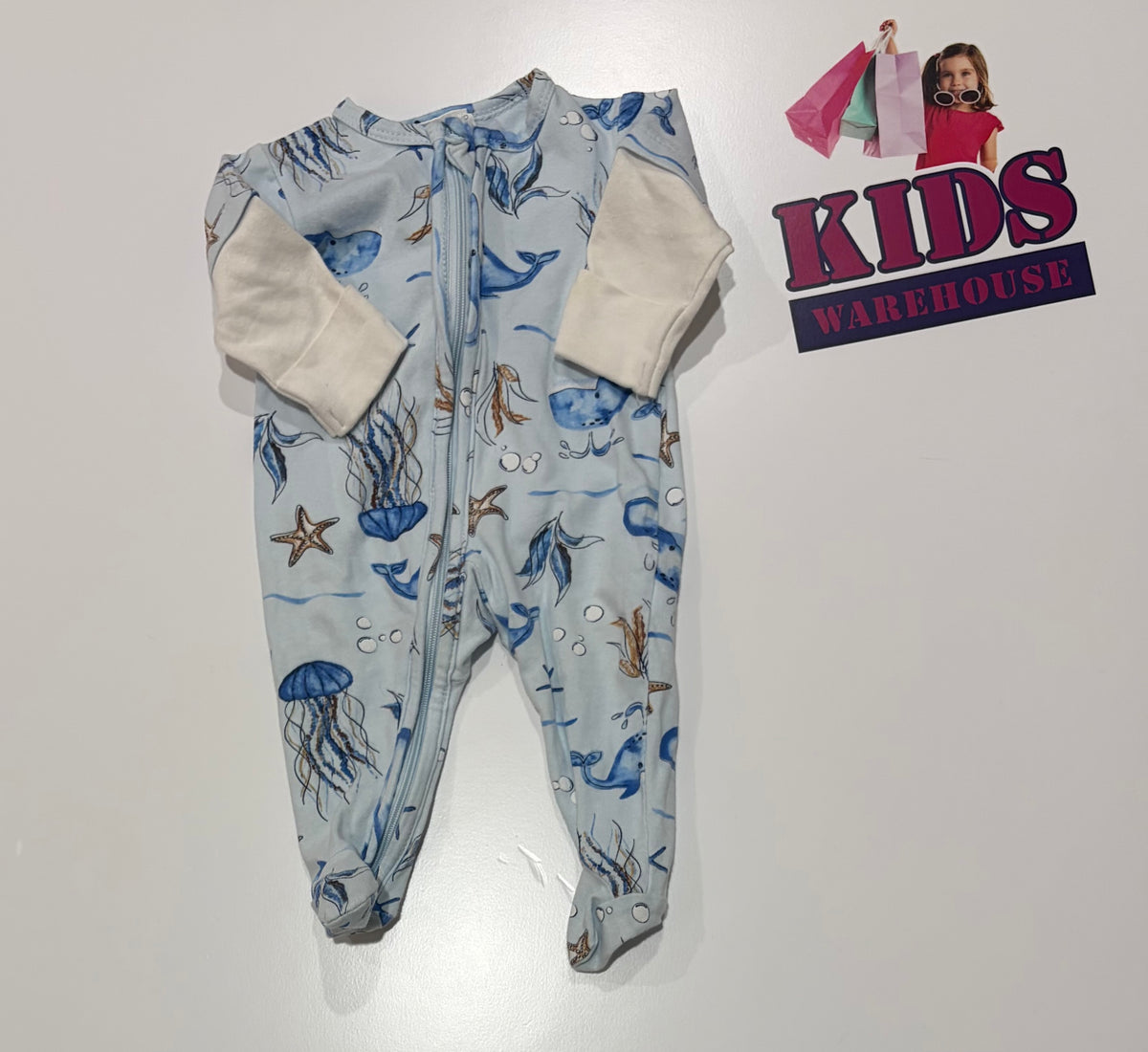 Kidding Around Blue, Ocean Print Jumpsuit Size 00000