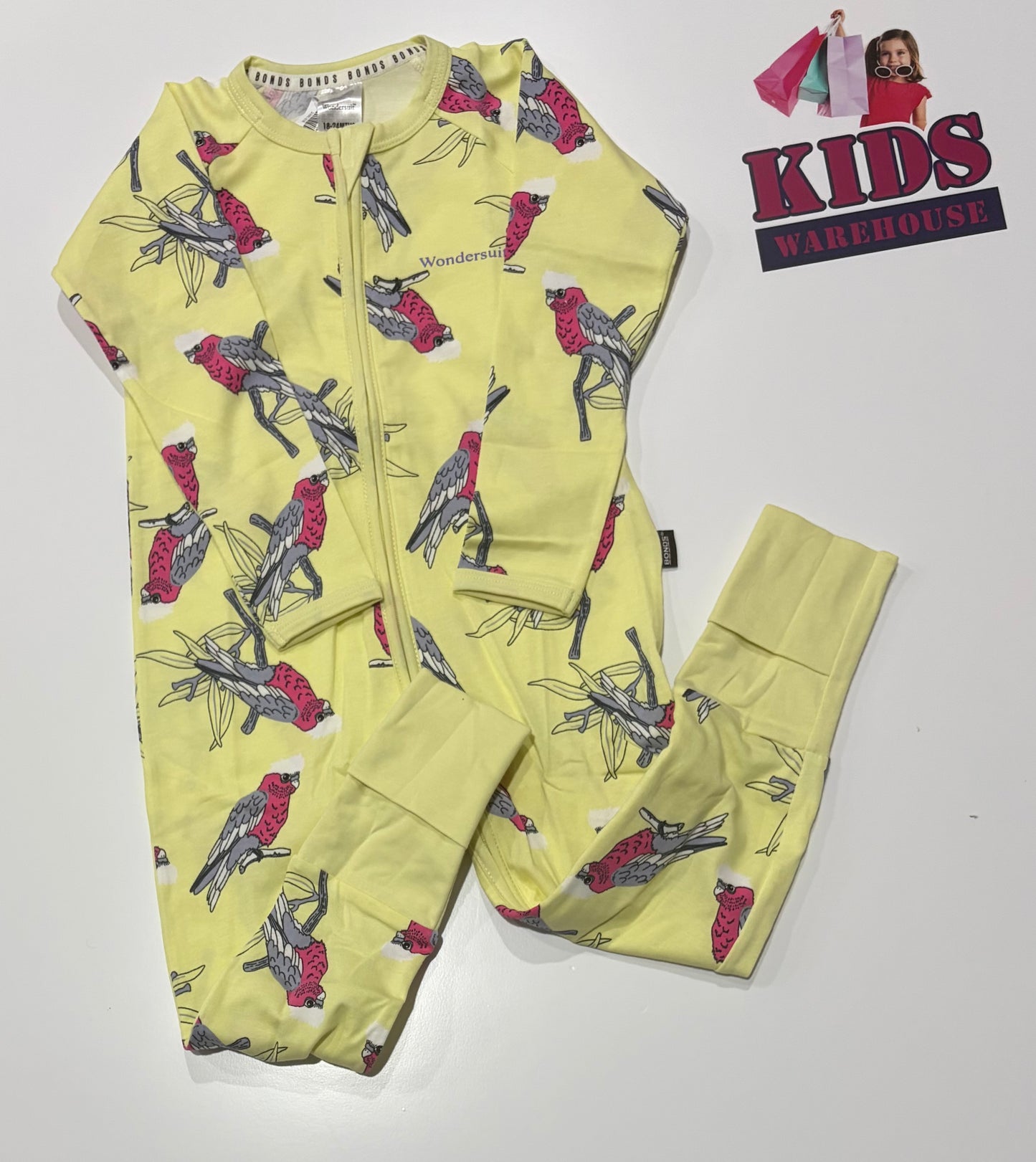 Bonds Wondersuit Yellow, Bird Print Size 2
