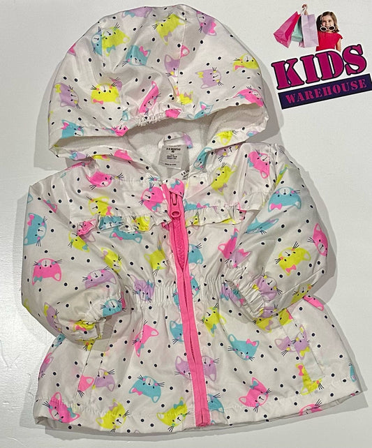 Tiny Little Wonders White Puffer Jacket With Cat Pattern Size 00