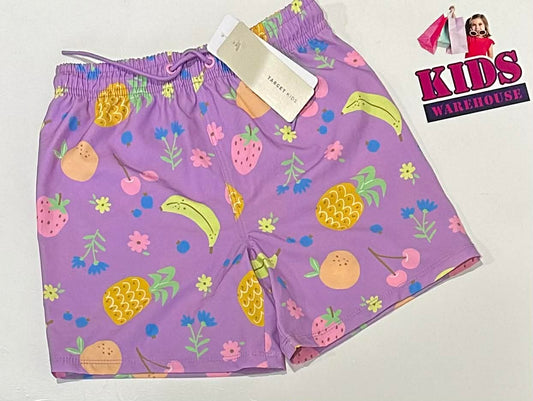 New Target Kids Purple Shorts With Fruit Pattern Size 8 (RRP $14)