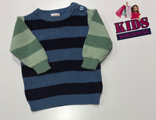 Seed Heritage Blue, Black, Green Stripe Print Knit Sweater Size 2