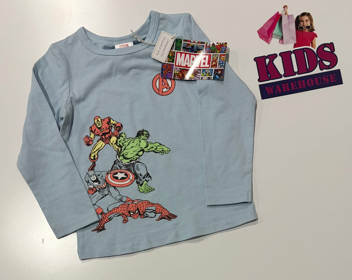 Not Used Marvel Blue, Character Print Long Sleeve Top Size 2