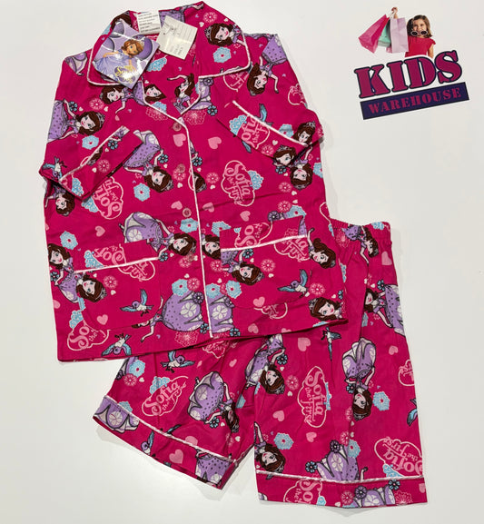 Sophia The First Pink, Characters Print 2 Piece Pyjama Set Size 5