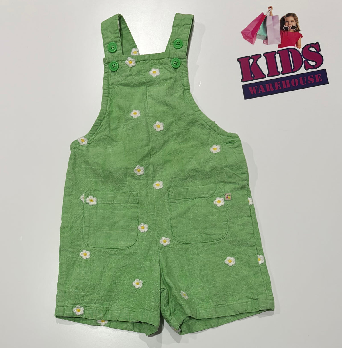 Frugi Green, Floral Print Overalls Size 3