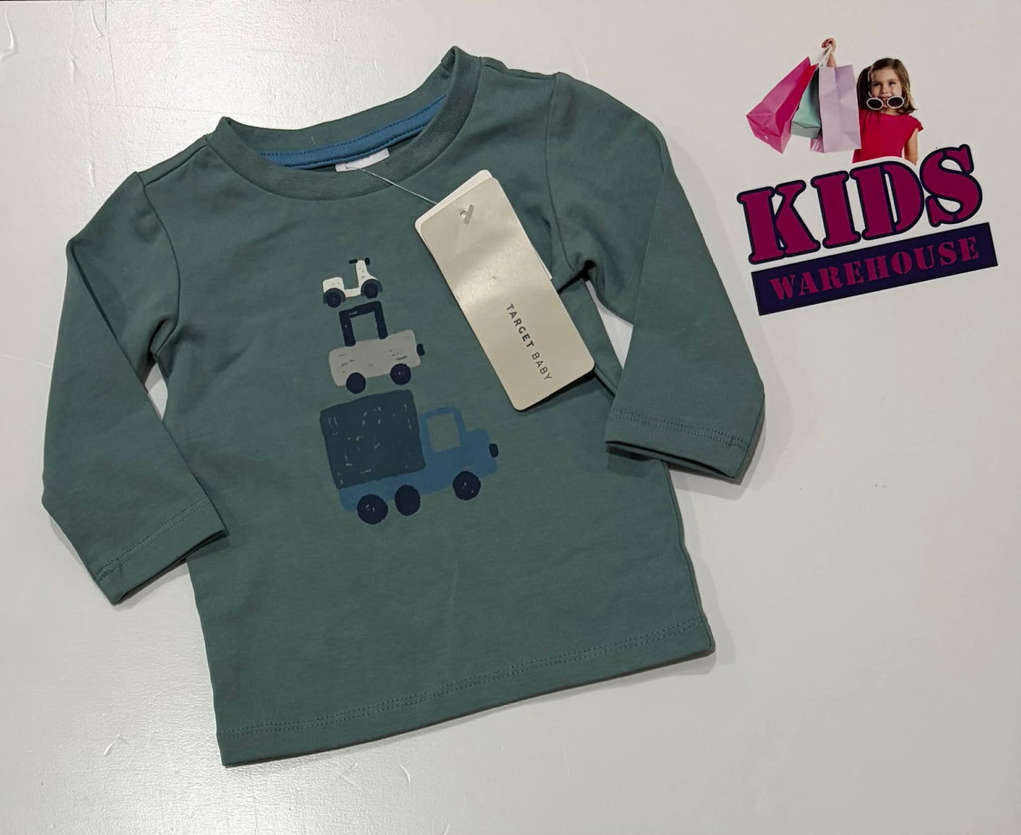 Target Green Long Sleeve Top With Truck Print Size 000