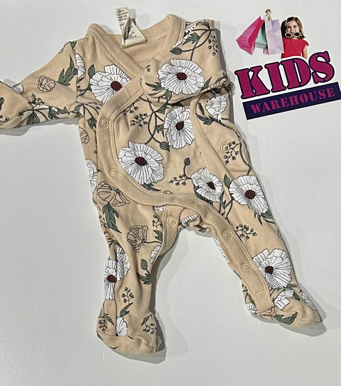 Premmie Baby Berry Cream Jumpsuit With White Flower Pattern Size 00000