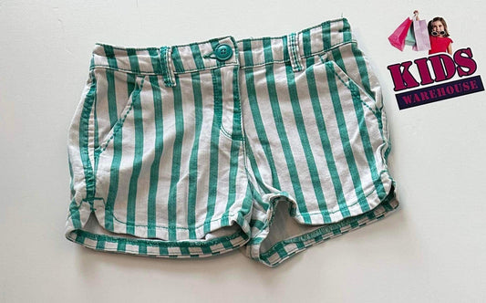 White & Green Striped Shorts Size 9