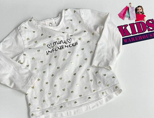 My First Chicco White Top With Gold Heart Pattern Size 00