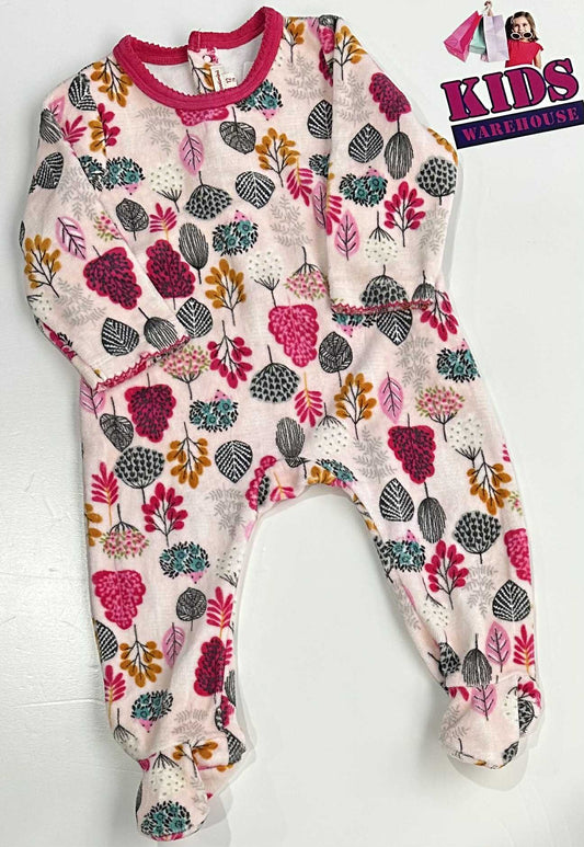 Catimini Pink Jumpsuit With Pink Tree Pattern Size 1