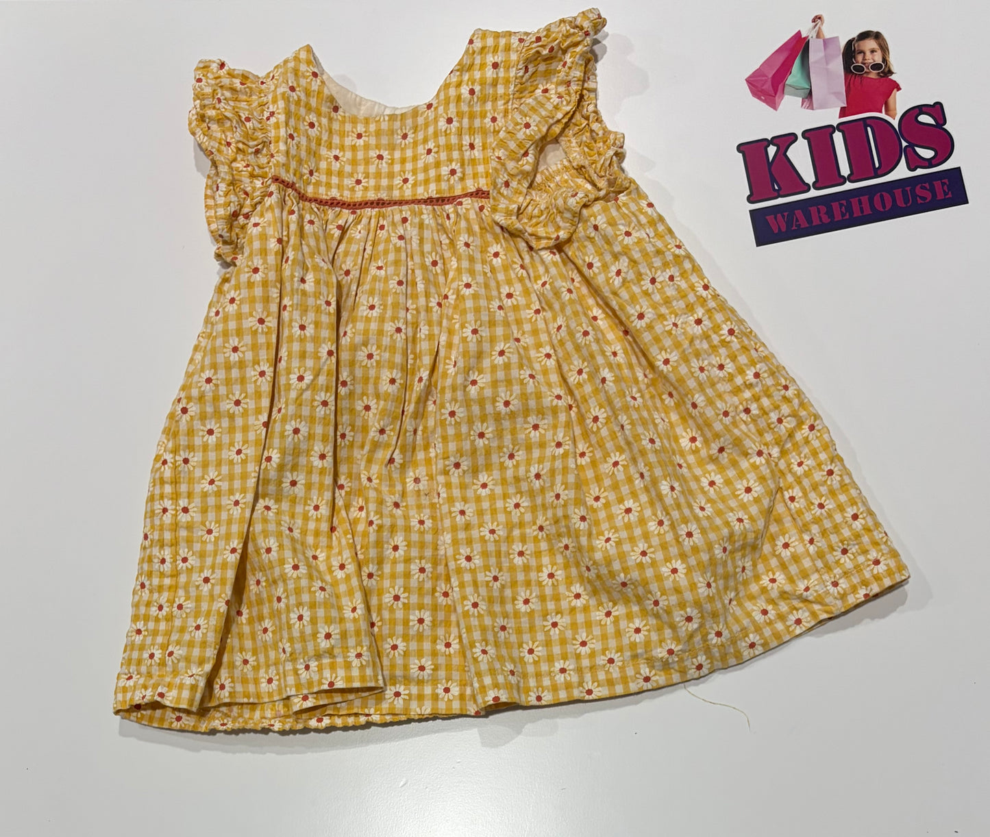Jack & Milly Yellow, White Plaid, Red Polka Dot Dress Size 1