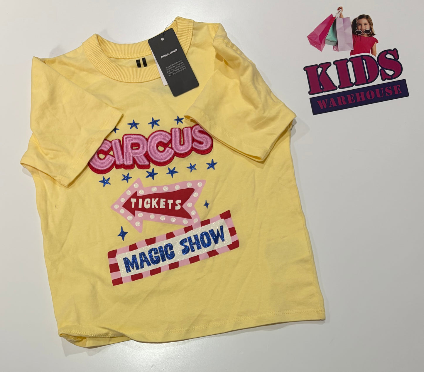 Cotton On Yellow, Circus Print Top Size 4