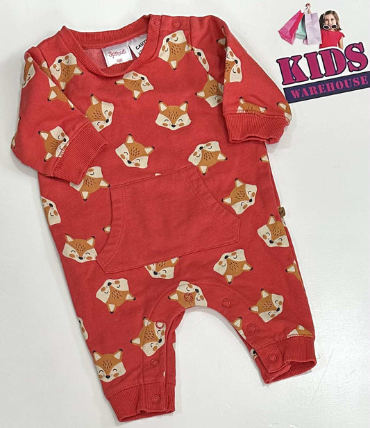 Sprout Red Jumpsuit With Fox Pattern Size 000