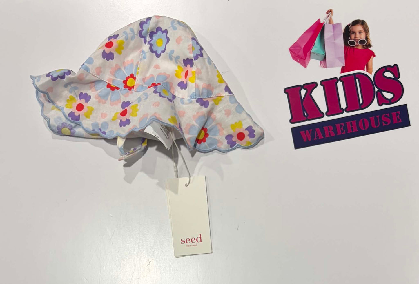 Not Used Seed Heritage White, Colourful Flower Print Hat (Baby)
