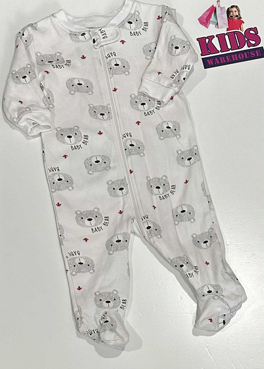 Canadiana White Jumpsuit With Bear Pattern Size 00
