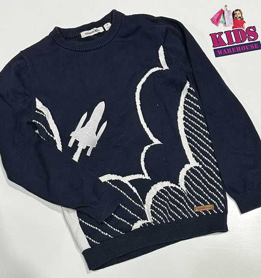 Country Road Navy Blue Jumper With Rocket Print Size 10