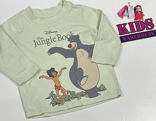 Cotton On Disney Green Long Sleeve Top With “The Jungle Book” Print Size 00