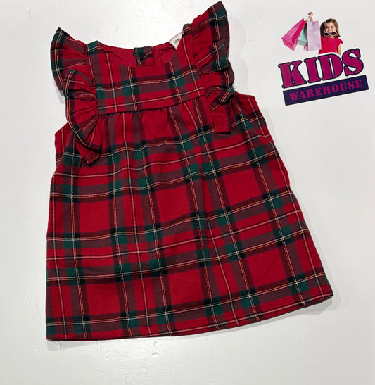 H&M Red, Green Check Pattern Dress Size 00