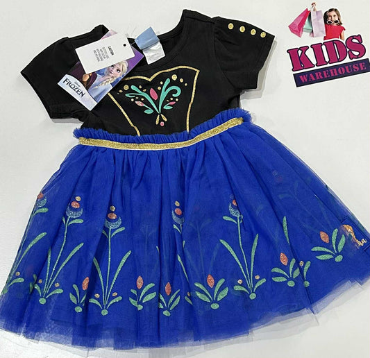 New Disney Frozen Blue & Black Dress Size 1