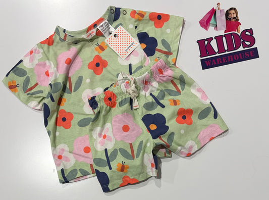 Not Used Jack & Milly Green, Floral Print 2 Piece Pyjama Set Size 2
