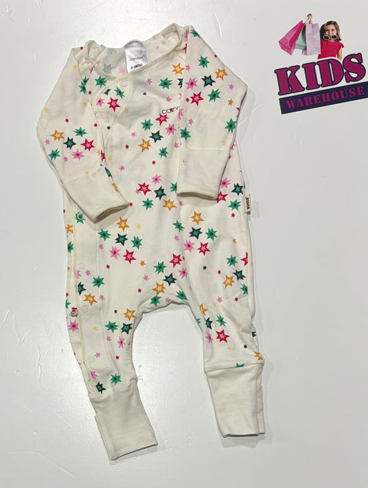 Bonds Cozysuit White, Multi Coloured Star Print Jumpsuit Size 000