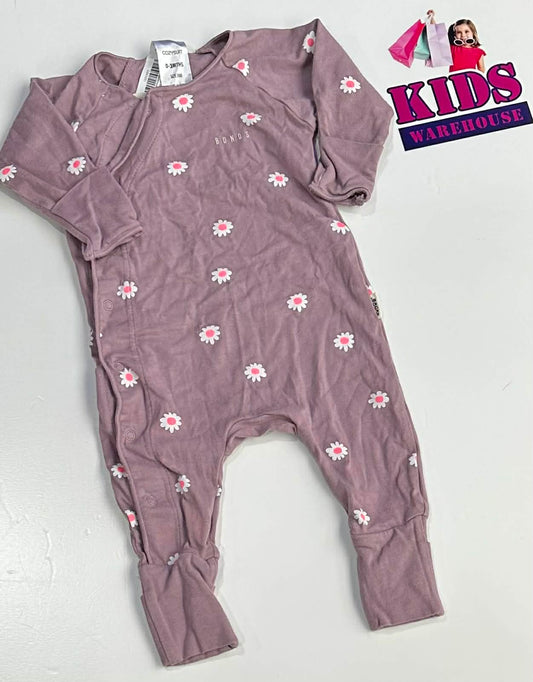 Bonds Purple Cozysuit With Flower Pattern Size 000