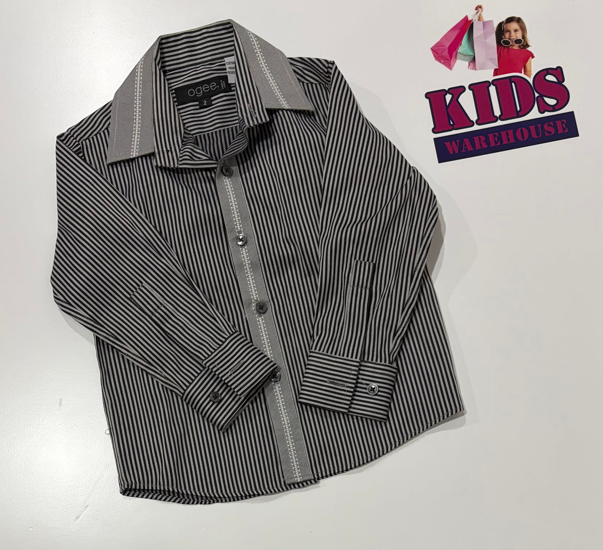 Ogee Black, Grey Stripe Long Sleeve Top Size 2