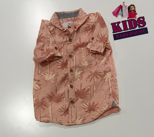 Pink, Palm Tree Print Top Size 4