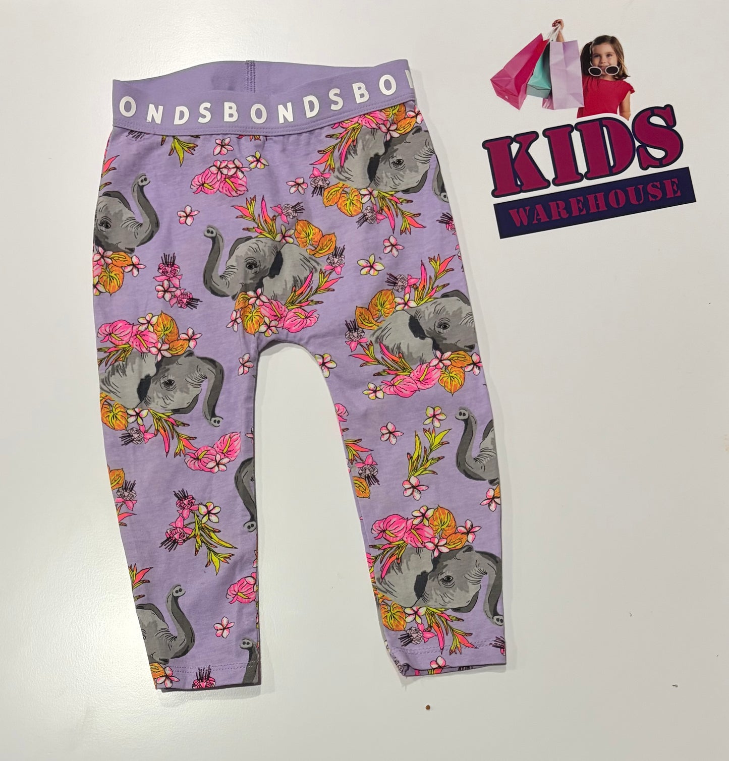Bonds Purple, Elephant Print Pants Size 1