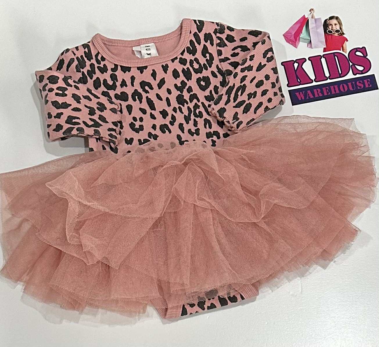 HUX Pink Tutu Dress With Black Leopard Pattern Size 00