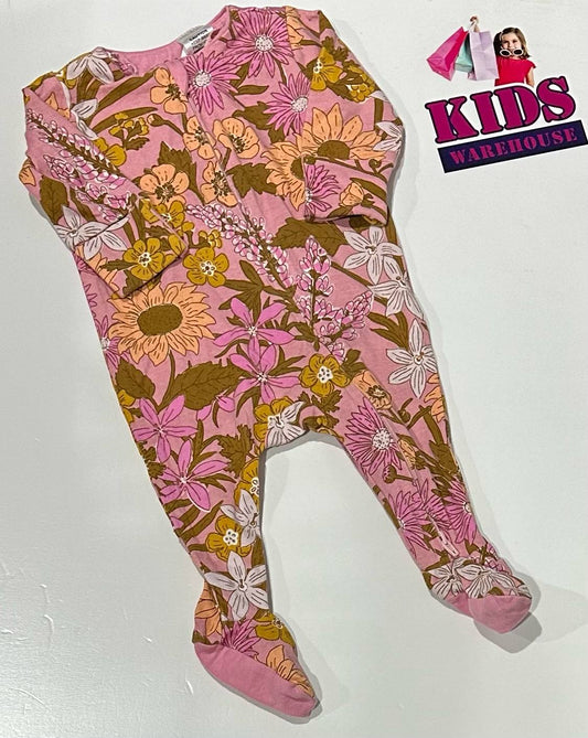 Cotton On Pink Jumpsuit With Flower Pattern Size 000