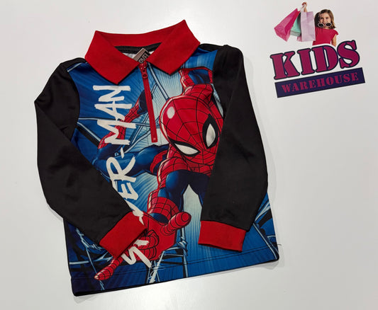 Marvel Black, Spiderman Print Long Sleeve Top Size 3