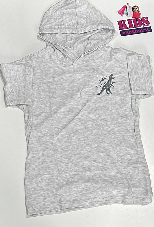 K-D White & Grey Hoodie With Dinosaur Print Size 7