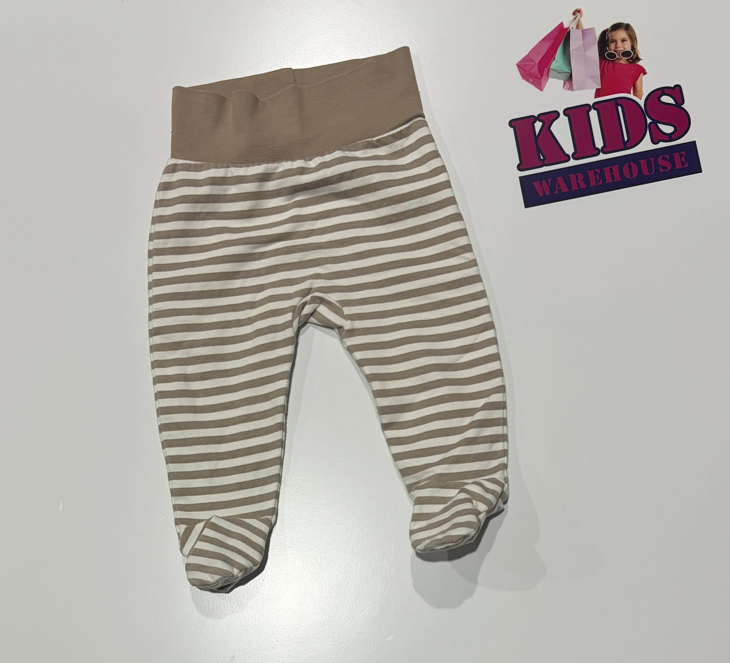 C&A White, Brown Stripe Pants Size 00