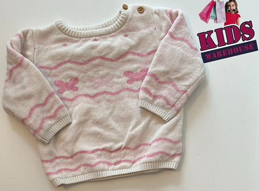 Sprout White and Pink Sweater Size 0