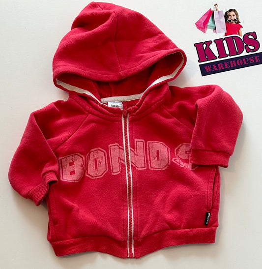 Bonds Red Zip Hoodie Size 000