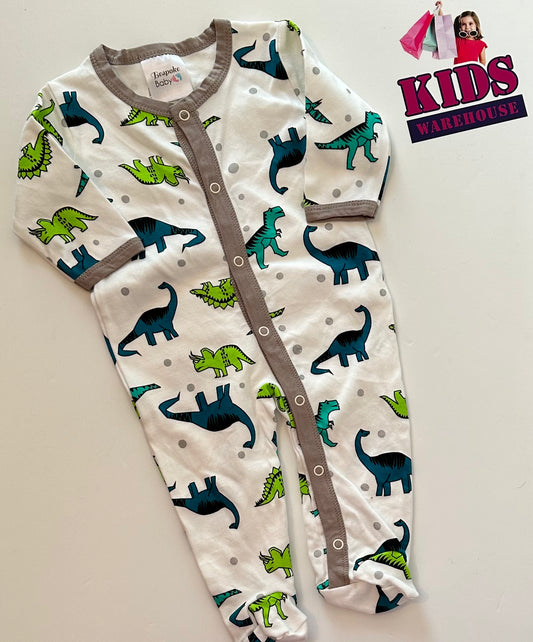 White, Green & Blue Dinosaur Print Jumpsuit Size 00