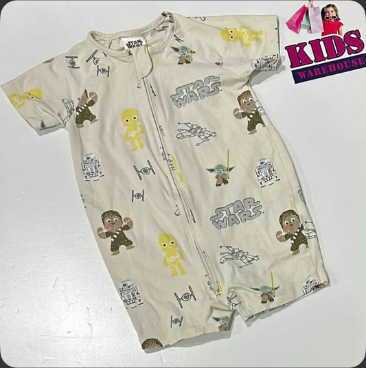 Star Wars Blue Bodysuit With Star Wars Pattern Size 1