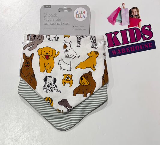 Not Used All4Ella Reversible Bandana Bibs 2 Packs 6m+
