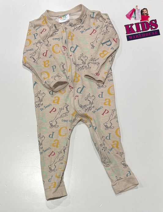 ABC Dr. Seuss Cream, Characters Print Jumpsuit Size 1