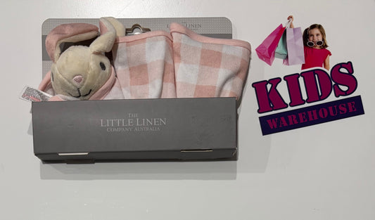 The Little Linen Company 3 Pink, White Washer 23x23cm And Bunny Toy